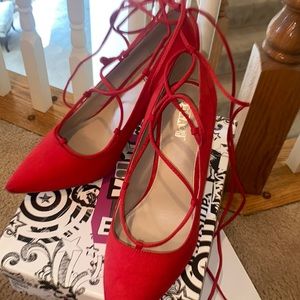 Sexy Red Strap Up Pumps Size 12